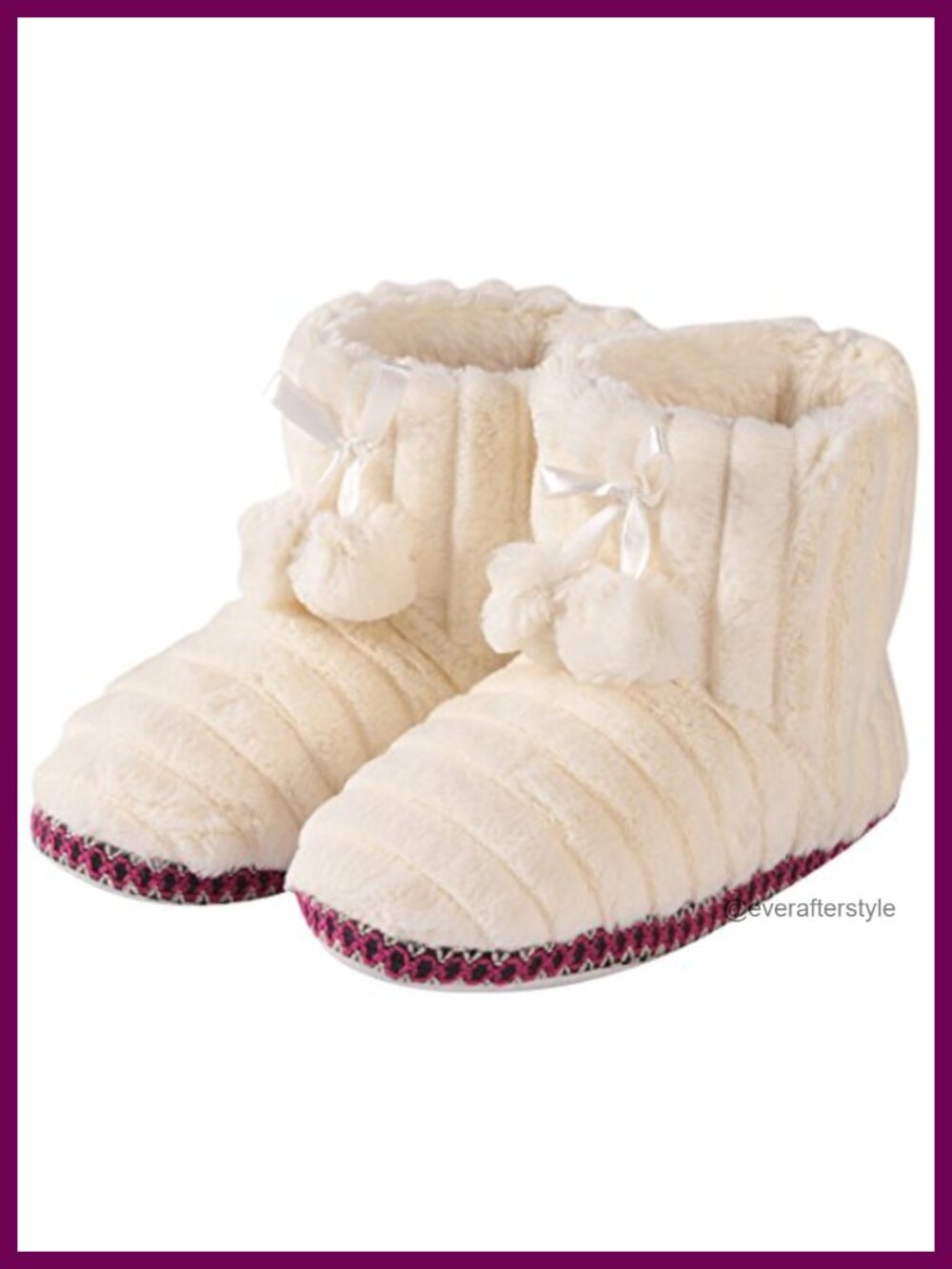 Fuzzy Plush Lined Ankle Bootie Slippers Anti-Slip Indoor House Shoes
